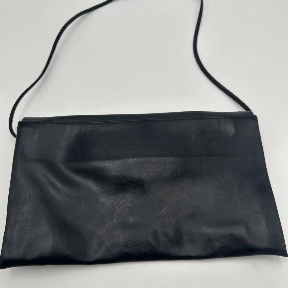 Vintage Navy Envelope Clutch/ Shoulder Bag Gold Detailing
